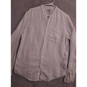 Abercrombie Fitch Shirt Mens Medium 100% Linen Band Collar Poet Beach White M